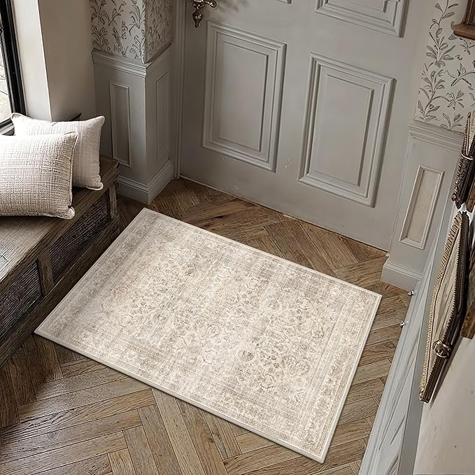 Schweek 2x3 Beige Entryway Rugs Washable Non-Slip Neutral Area Rug Door Mat | by Schweek