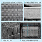 HAPPYGRILL 3 Pieces Patio Conversation Set, Outdoor Furniture Set PE Rattan - Image 7