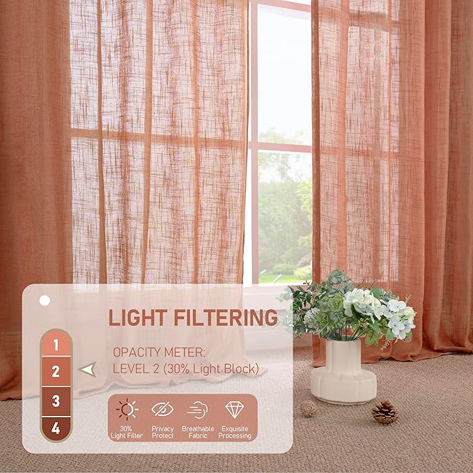 Light Filtering Linen Curtains 68 inches Long - Image 4