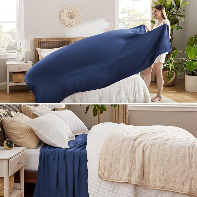 Bedsure GentleSoft 100% Cotton Blanket Queen Size - Image 4