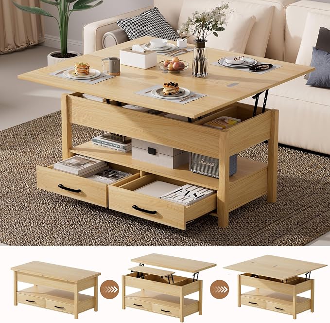 SYESWAY 42'' Lift Top Coffee Table, 4-in-1 Multifunctional Lift Coffee Table by SYESWAYFurniture