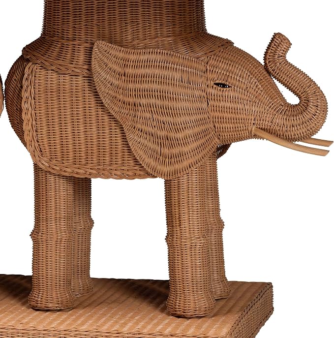 Bali & pari Elissa Bohemian Honey Rattan Elephant Console Table - Image 6