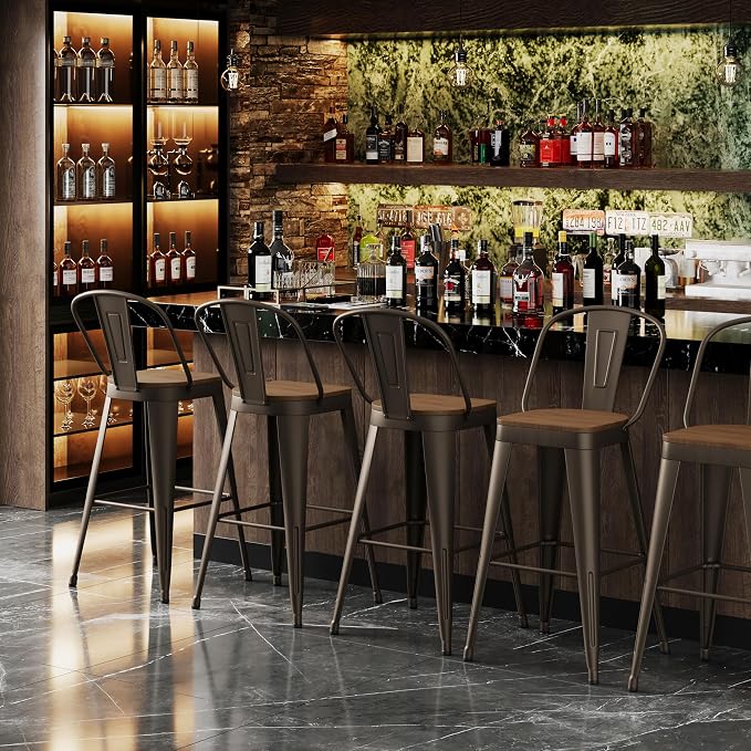 Andeworld Metal Bar Stools Set of 4, 30 inch Bar Height Barstools - Image 6