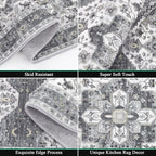 HEBE Boho Kitchen Rugs Set of 3, Non Slip Washable Kitchen Mats - Image 3