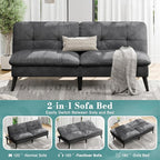 Shintenchi Futon Sofa Bed, Foldable Small Velvet Couch Bed - Image 3