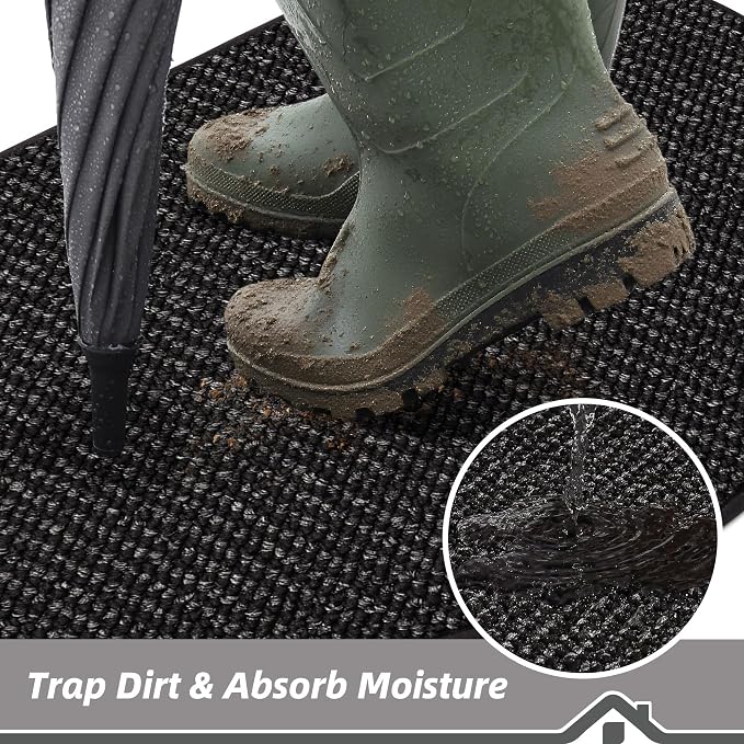 BEQHAUSE Dirt Trapper Door Mat 26" x 40" Half Circle Non Slip Rugs, Absorbent - Image 3