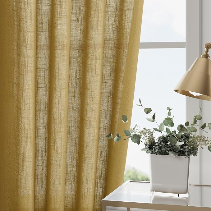 Gold Linen Curtains 108 Inches Long - Image 4