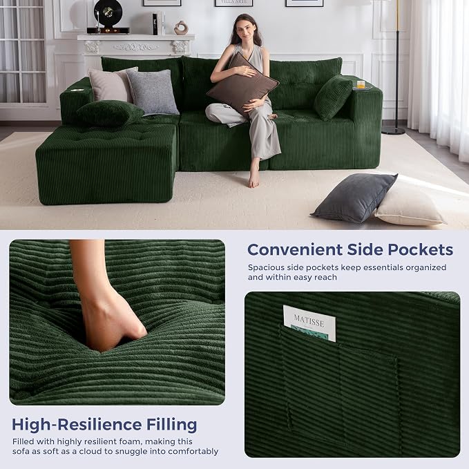 MAXYOYO Modular Sectional Sofa Couch, L Shaped Modern Cloud Couch - Image 5