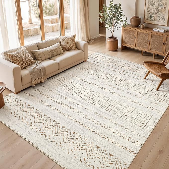 cotiled Boho 8x10 Area Rugs for Living Room: Large Moroccan Washable Rug | by COTILED