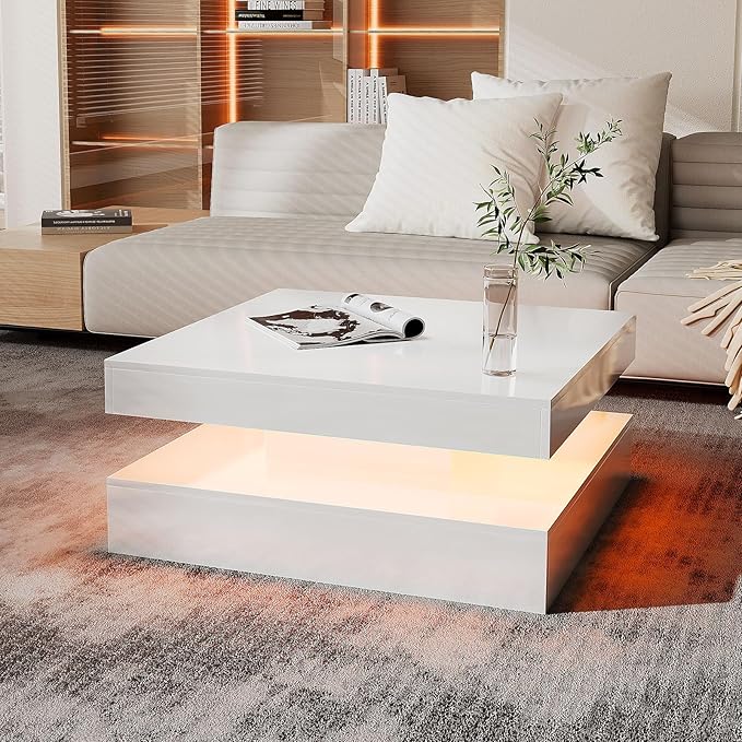 HedoAjim White LED Coffee Table by HedoAjim