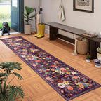 Purple Floral Hallway Runner Rug 2x10 - Image 2