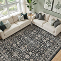 Grey Area Rug 10x14 for Living Room Bedroom | Low Pile; Non Slip;Machine by WelcometoBabovid