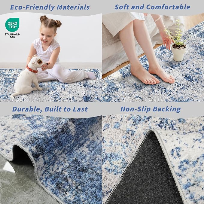 2x10 ft Washable Hallway Runner Rug – Non-Slip Stain-Resistant Low-Pile Long - Image 5