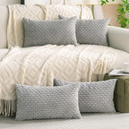 Set of 4 Grey Decorative Throw Pillow Covers 12x20 Inch Corduroy Pillow Covers - Image 8