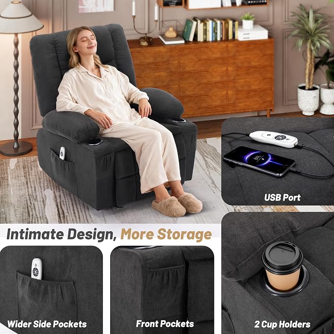 Rocker Recliner Chair with Massage and Heat, Recliner Chair - Image 7