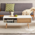 Boho Coffee Table for Living Room, 41.3" Rattan Coffee Table by YOUGUO