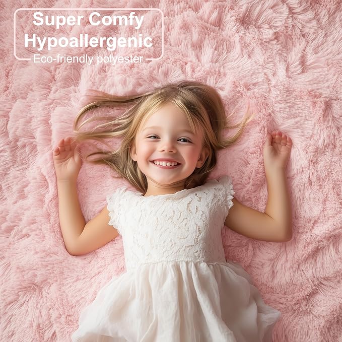 Soft Pink Fluffy Shag Pastel Area Rugs - Image 2