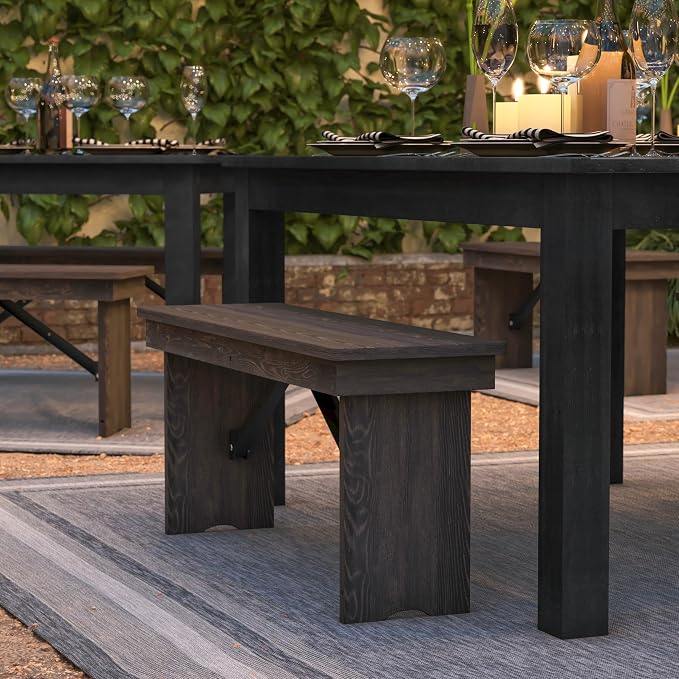 Flash Furniture HERCULES 40" x 12" Folding Farm Bench, Solid Pine Entryway - Image 7