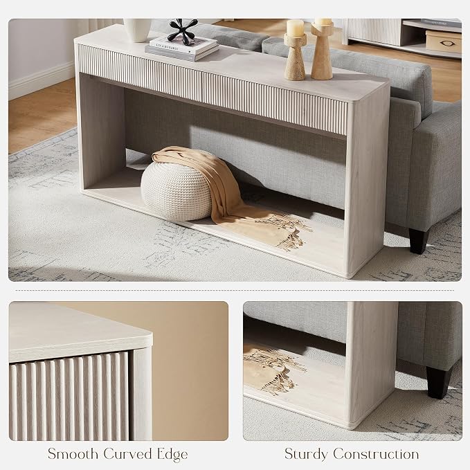 OKD 63" Fluted Console Table for Entryway, Modern Entryway Table - Image 4