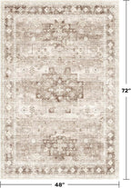 Washable Neutral Farmhouse Living Room Rug, 4x6 Area Rugs - Image 2