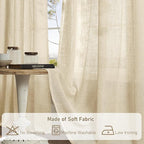 Linen Curtains 63 Inch for Bedroom Light Filtering Panels 60 x 63 Inch - Image 9