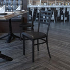 Flash Furniture HERCULES Series Black Ladder Back Metal Restaurant Chair - Image 2
