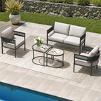 Grand patio 5-Piece Outdoor Furniture Set, 4 Seats Wicker Sofa Conversation Set - Image 8