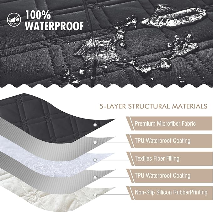 Genina Waterproof Couch Cover, Washable Anti-Slip 51 inch Loveseat Sofa Covers - Image 5