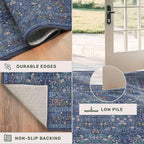 Vintage Dark Blue Living Room Rug, 7x10 Washable Large Area Rugs - Image 5