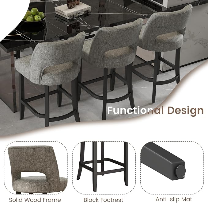 VKNOW Bar Stools Set of 6, Modern Counter Stools - Image 5