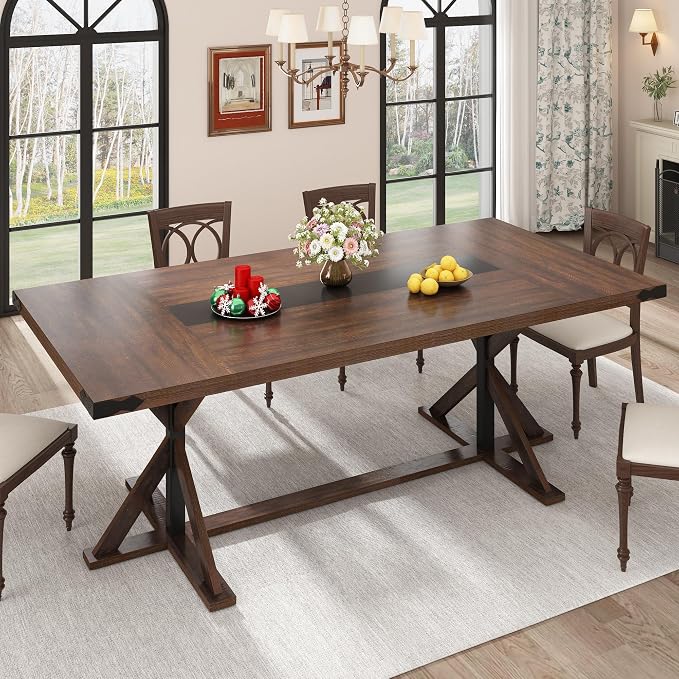 Hlivelood 78 Inch Dining Table for 8 People, Rectangular Kitchen Farmhouse by Hlivelood