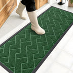 OLANLY Front Door Mat Outside 47x17, All-Season Absorbent Rubber Doormat | Green by OLANLY