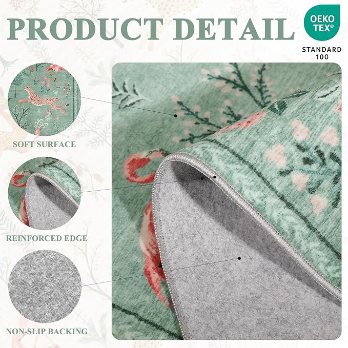DUKINO 2x3 Entryway Rug, Washable Door Mat Animal Rug - Image 5