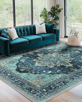 RELEANY Washable Area Rug, Teal | Non-Slip, Water Repellent, Pet Friendly by RELEANY