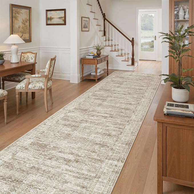 Soalmost Washable 3x12 Hallway Runner Rug Non-Slip Kitchen Entry Rugs Brown | by Soalmost