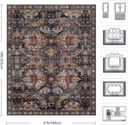 8x10 Area Rugs, Vintage Retro Soft Washable Rug, Non-Slip Low Pile Rugs - Image 2