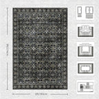 6x9 Area Rugs - Washable Vintage Retro Living Room Rug, Soft Ultra Thin Non - Image 2