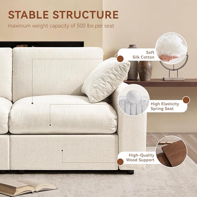 Ihanherry 141" Oversized Cloud Sectional Couches - Image 4