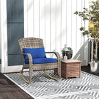 Outsunny Outdoor Wicker Adirondack Rocking Chair, Patio Rattan Rocker Chair - Image 2