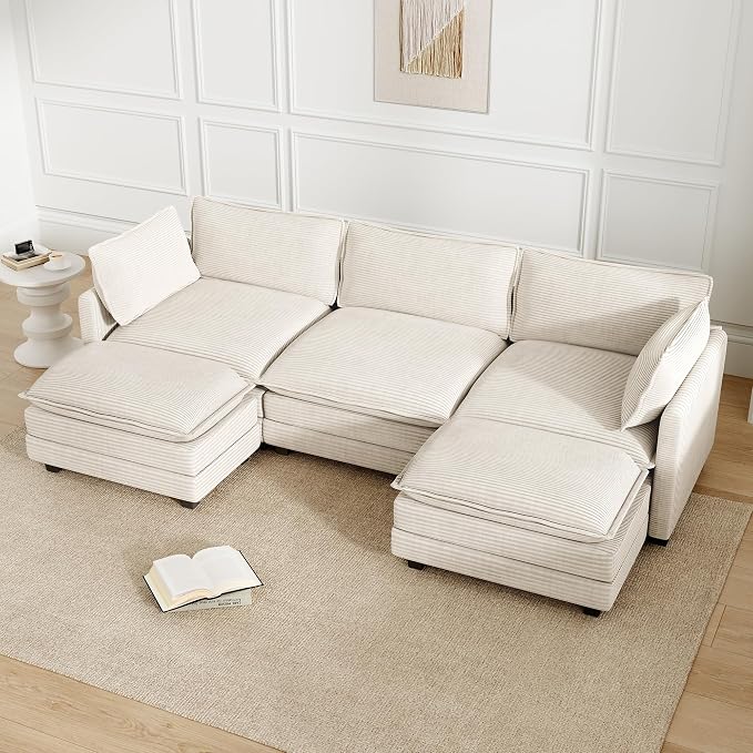 112'' Sectional Modular Cloud Couch, Oversized 5 Seat Couches U Shaped Sofa - Image 9