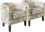 BELLEZE Living Room Chairs Set of 2, Linen Round Accent Barrel Chairs, Club Tub by BELLEZE