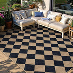 Lahome Checkered Easy Jute 6x9 Area Rugs, Outdoor Patio Rug Washable | - Image 3
