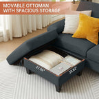2PCS Sectional Sofa Set with Ottoman, Modern Linen 4 Seater Couch Set with Side - Image 6