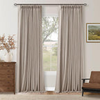 Burlywood Birch 94 Inch Long Blackout Curtains Thick Linen Pinch Pleated | 100% by Twodrapes
