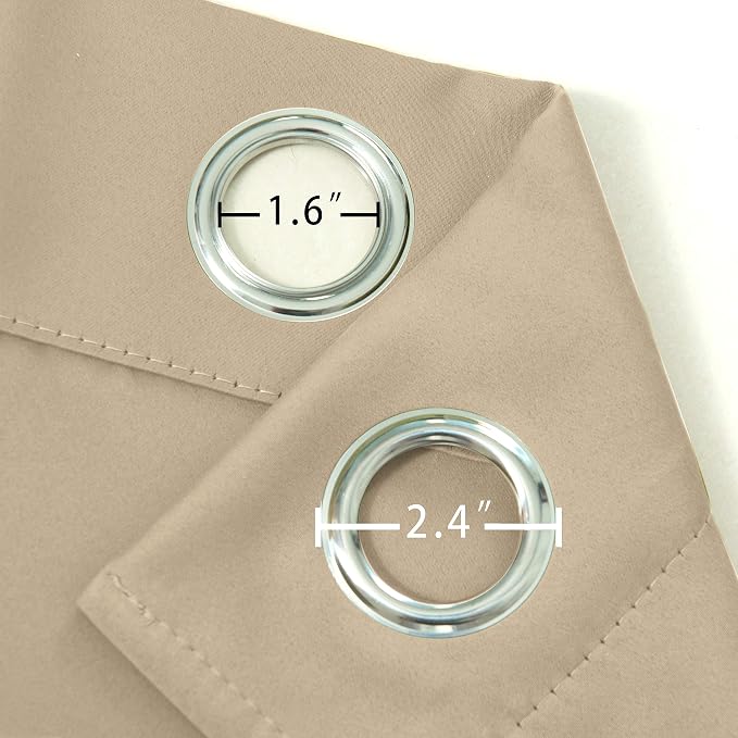 Beige Thermal Blackout Curtains/52 x 95 Inch/Set of 2 Panels Room Darkening - Image 6
