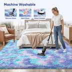 PLHXFR 4x6 Area Rugs Living Room: Fluffy Bedroom Soft Shag Rug Kid Rainbow | - Image 8