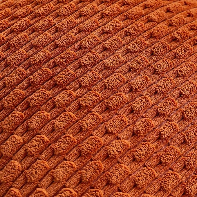Set of 4 Burnt Orange Decorative Throw Pillow Covers 26x26 Inch Corduroy Pillow - Image 5