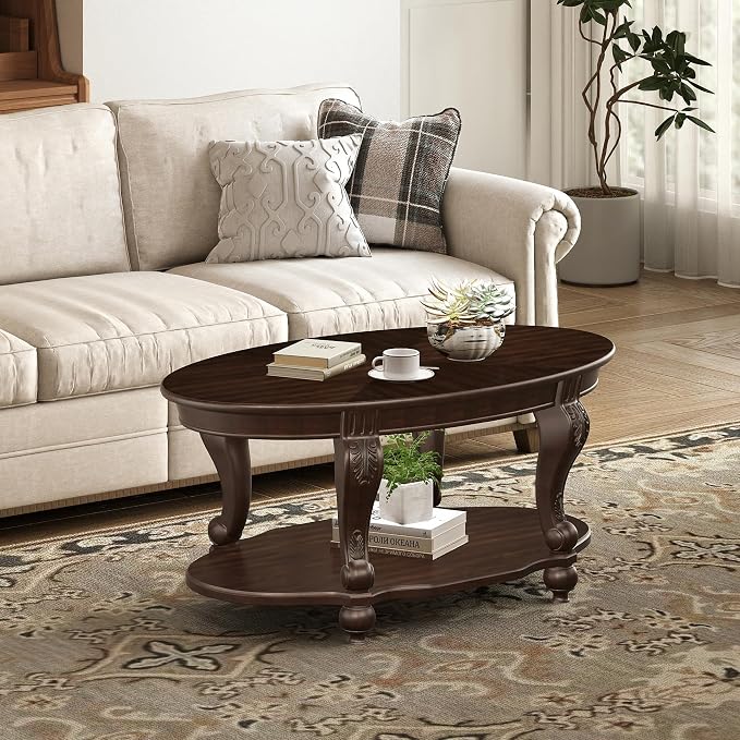 LKTART 42" Vintage Oval Coffee Table - Image 2