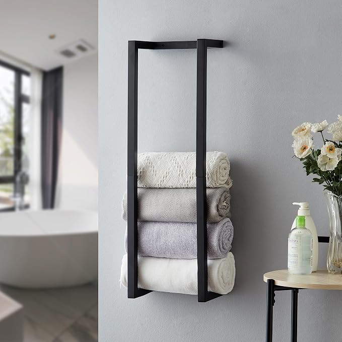 Towel Rack for Rolled Towels, Towel Rack for Bathroom, Wall Mounted Metal by Roeveca