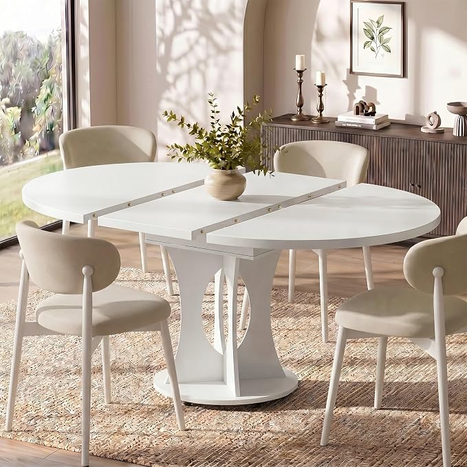 Einhomn 43-59" Extendable Round Dining Table, Kitchen Table by Einhomn